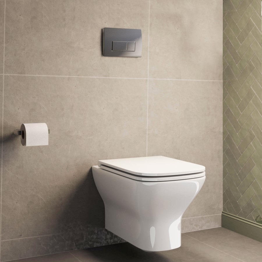 Palma Wall Hung Toilet 1160mm Pneumatic Frame & Cistern & Chrome Flush Plate - Image 2
