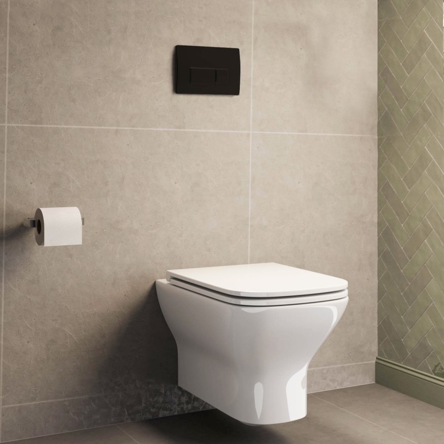 Palma Wall Hung Toilet 1160mm Pneumatic Frame & Cistern & Matte Black Flush Plate - Image 2