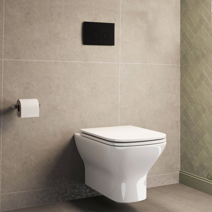 Palma Wall Hung Toilet 1160mm Mechanical WC Frame & Cistern & Black Mechanical Flush Plate - Image 2