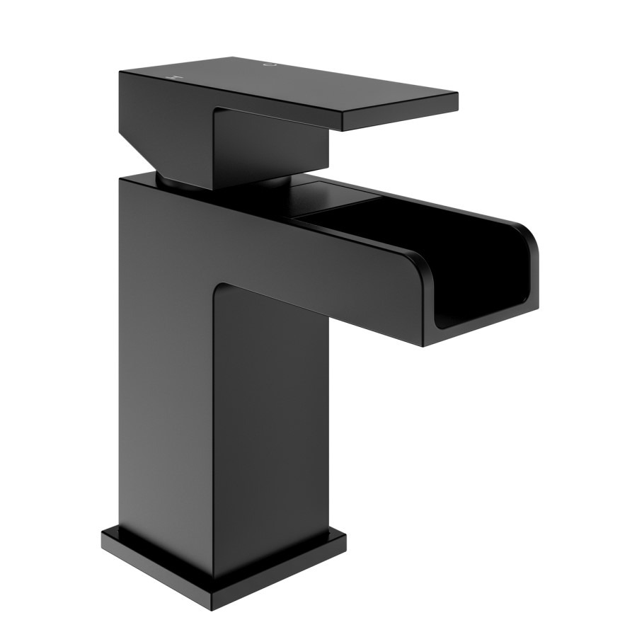 Black Waterfall Mono Basin Mixer Tap - Quadra - Image 2