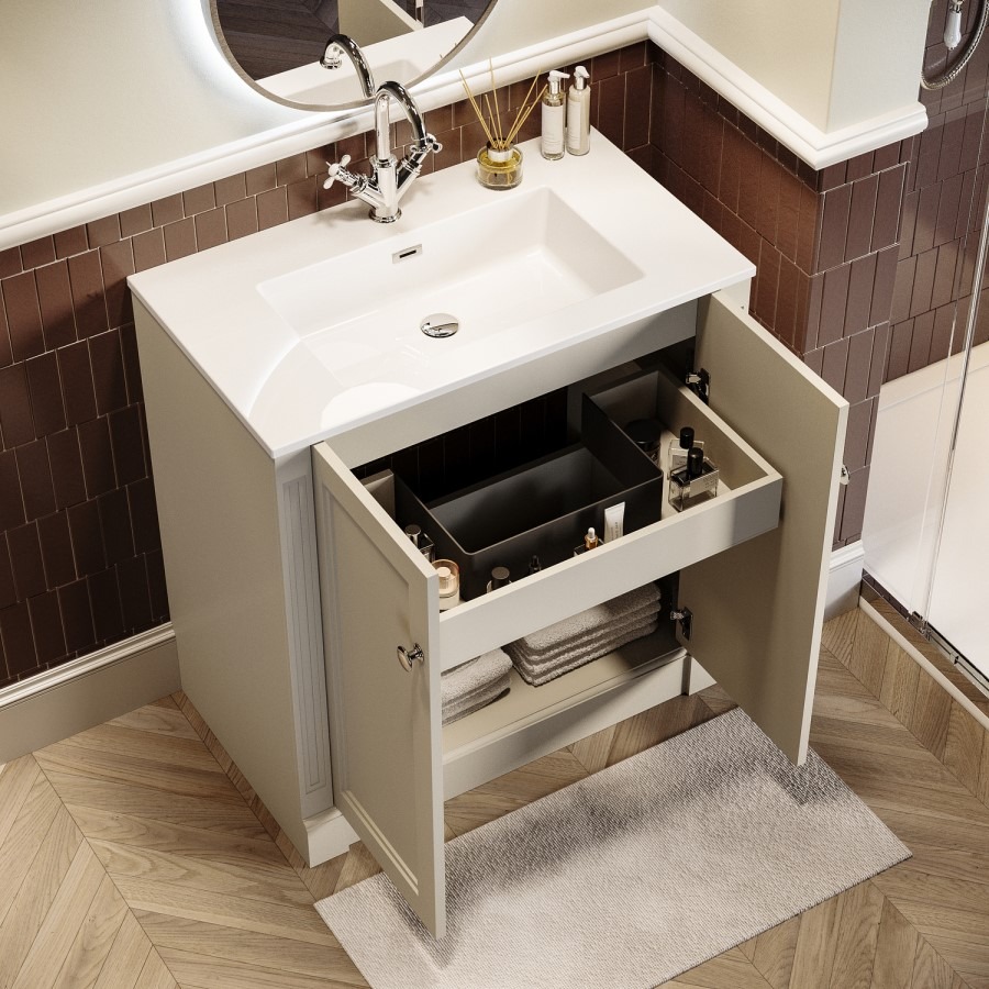 800mm Beige Freestanding Vanity Unit with Basin - Windsor - Image 2