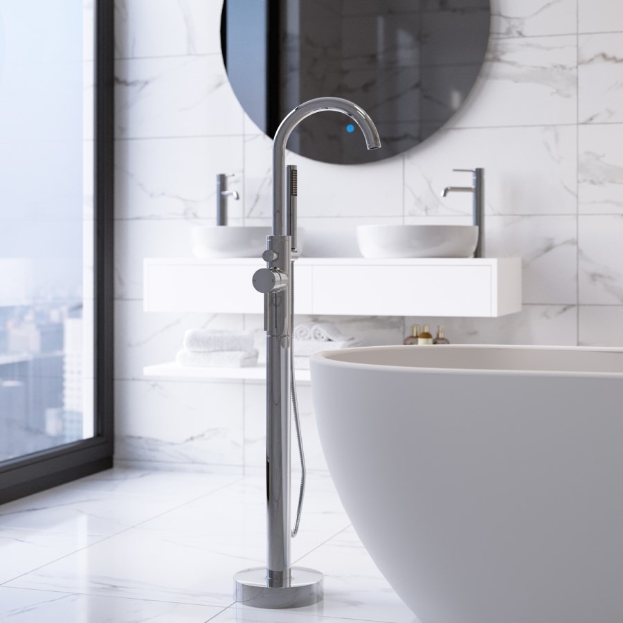 Chrome Freestanding Bath Shower Mixer Tap - Arissa - Image 2