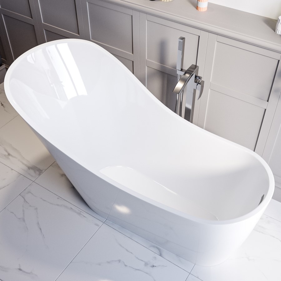 Freestanding Single Ended Slipper Bath 1520 x 715mm - Newport - Image 2