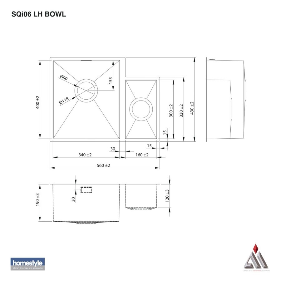 1.5 Bowl Inset Stainless Steel Kitchen Sink - Essence - Image 2