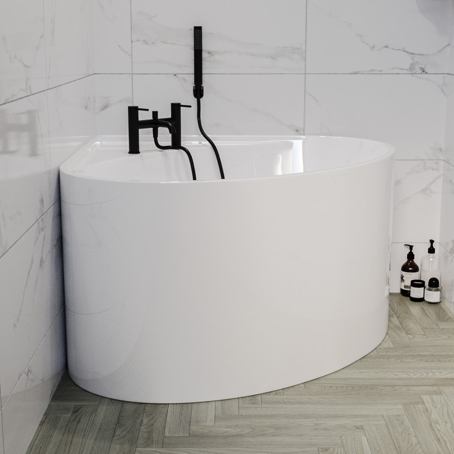 Freestanding Double Ended Small Round Corner Bath 1000 x 1000mm - Malta - Image 2
