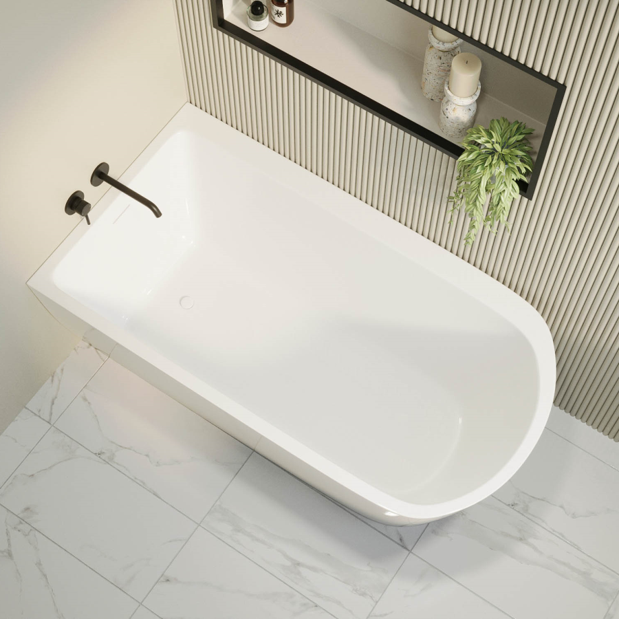 Freestanding Single Ended Left Hand Corner Bath 1500 x 800mm - Amaro - Image 3