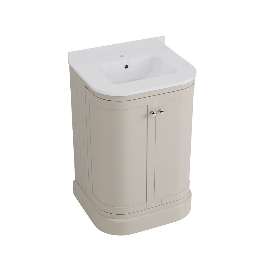 600mm Beige Curved Freestanding Vanity Unit with Basin - Bowland - Image 3