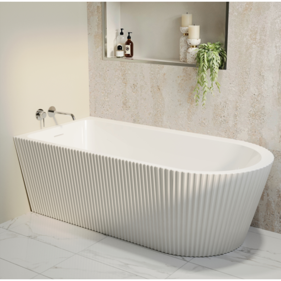 Freestanding Single Ended Left Hand Fluted Corner Bath 1650 x 800mm - Amaro - Image 3