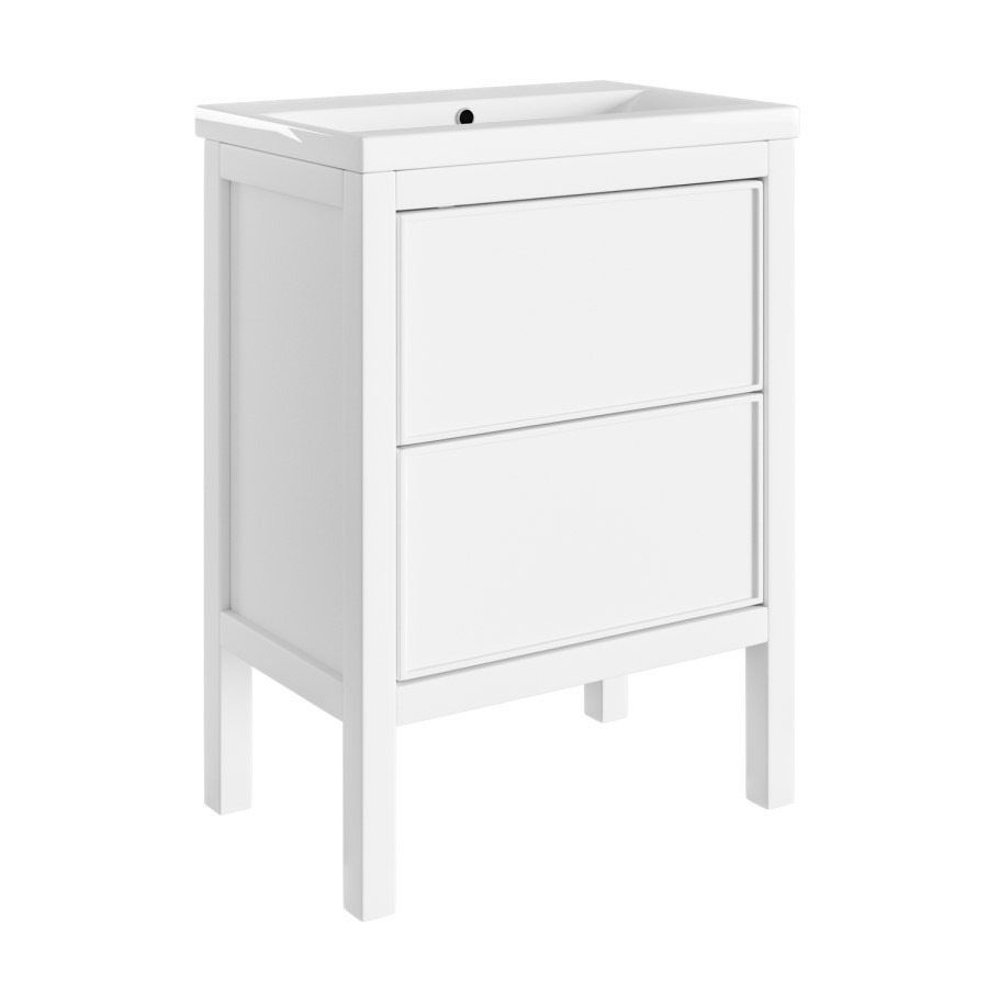 600mm White Freestanding Vanity Unit with Basin - Avebury - Image 3