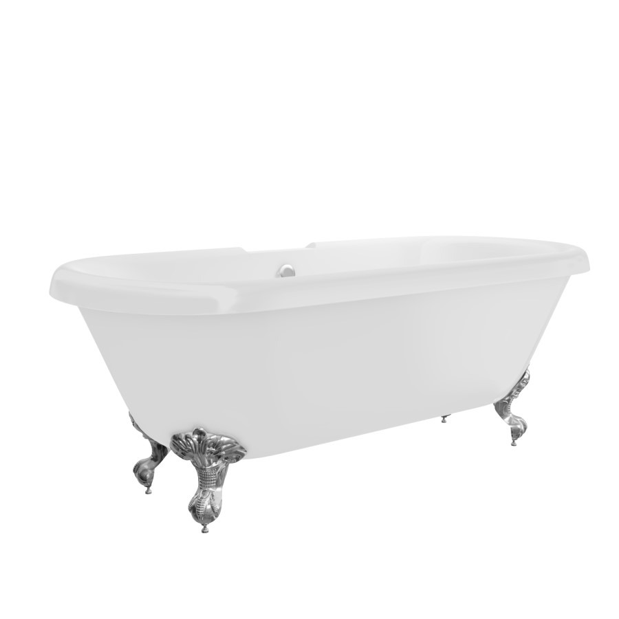 Freestanding Double Ended Roll Top Bath with Chrome Feet 1515 x 740mm - Park Royal - Image 3