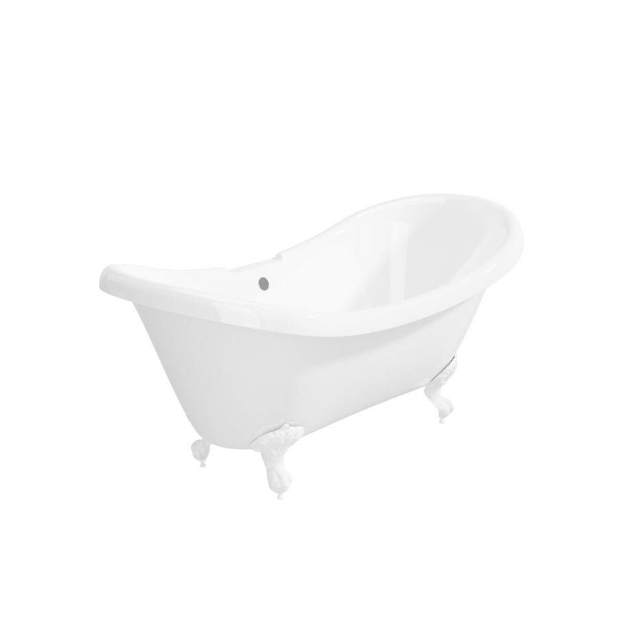 Freestanding Double Ended Roll Top Bath with White Feet 1750 x 740mm - Park Royal - Image 3