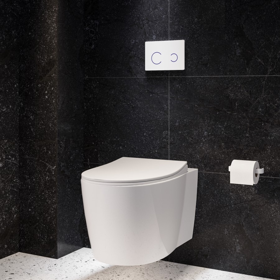 Wall Hung Toilet with Soft Close Seat White Glass Sensor Pneumatic Flush Plate 1170mm Frame & Cistern - Alcor - Image 3