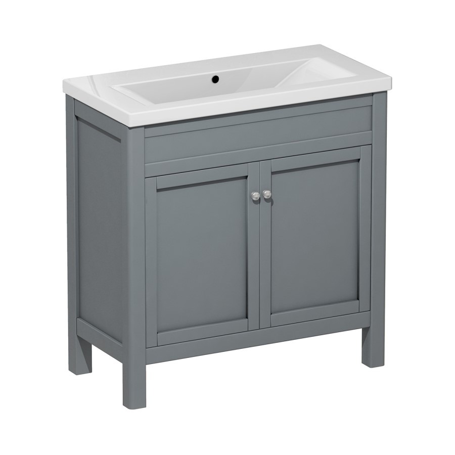 800mm Grey Freestanding Vanity Unit with Basin - Avebury - Image 3