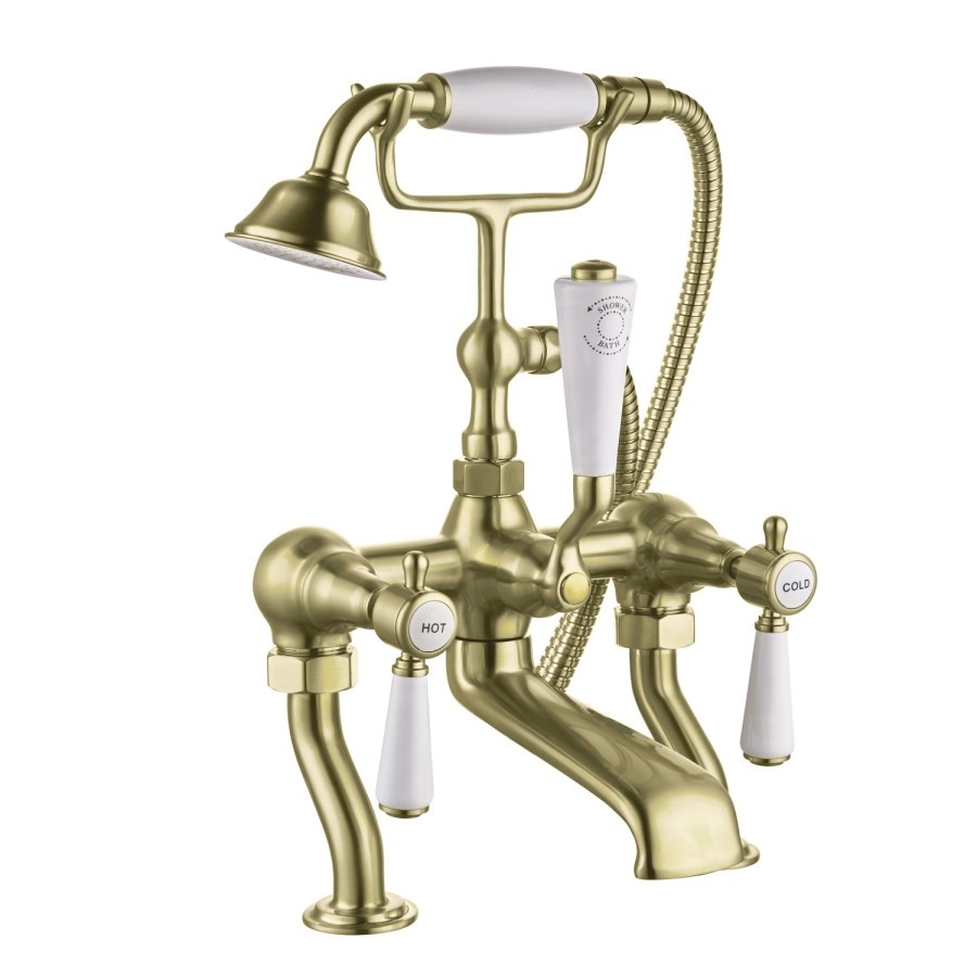 Gold Freestanding Bath Shower Mixer Tap - Helston - Image 3