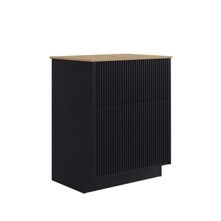 650mm Black Wooden Freestanding Countertop Vanity Unit with Wood Effect Worktop - Matira - Image 3