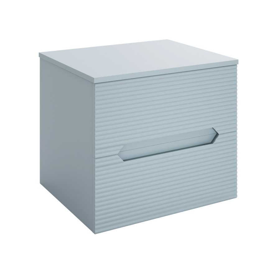 600mm Blue Fluted Wall Hung Countertop Vanity Unit - Melbourne - Image 3