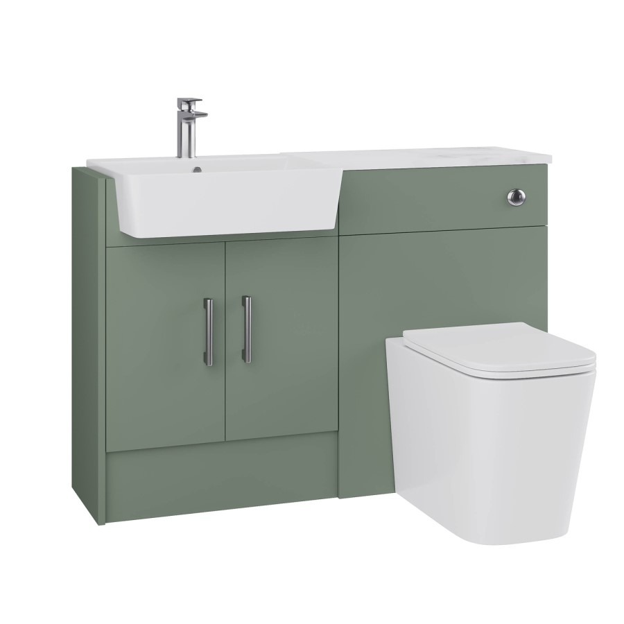 1200mm Green Toilet and Sink Unit with Chrome Fittings - Ontario - Image 3