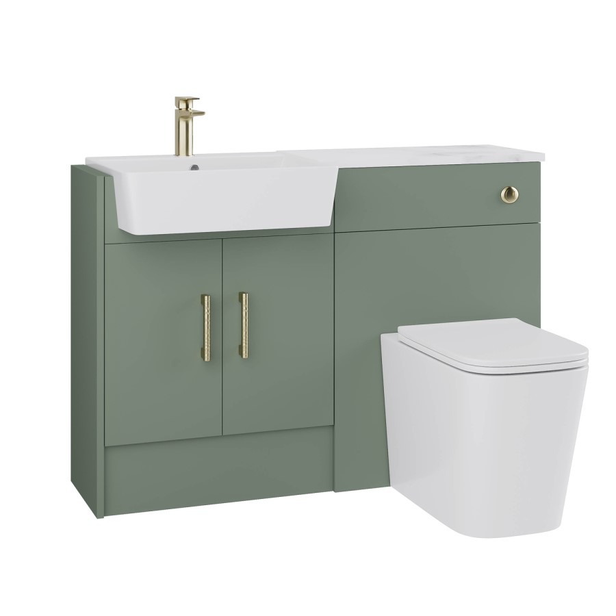 1200mm Green Toilet and Sink Unit with Brass Fittings - Ontario - Image 3