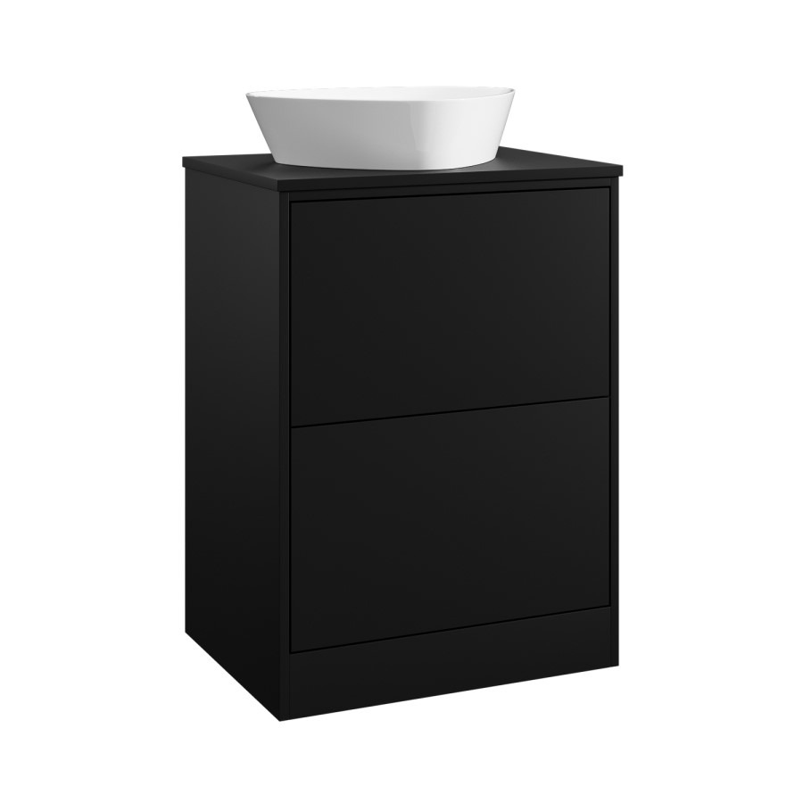 600mm Black Countertop Vanity Unit with Triangular Basin - Palma - Image 3