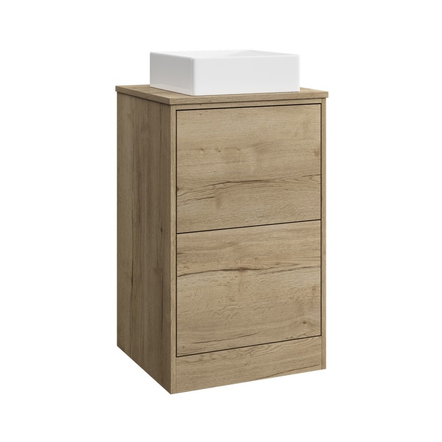 500mm Wood Effect Freestanding Countertop Vanity Unit with Square Basin - Palma - Image 3