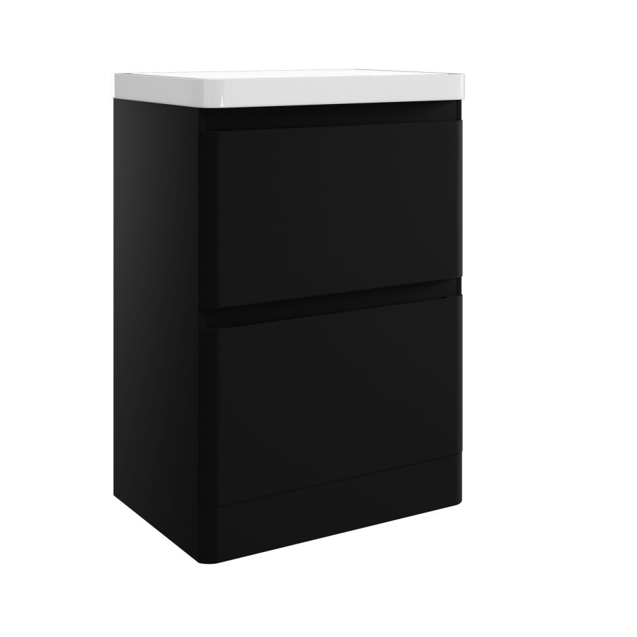 600mm Black Freestanding Vanity Unit with Basin - Pendle - Image 3