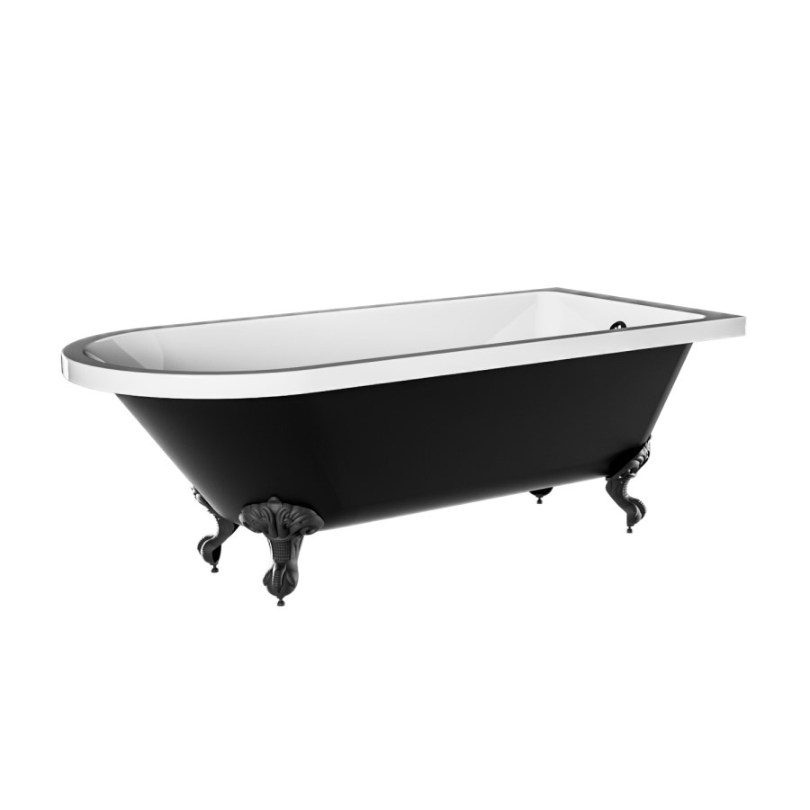 Black Freestanding Single Ended Bath with Black Feet 1670 x 740mm - Park Royal - Image 3