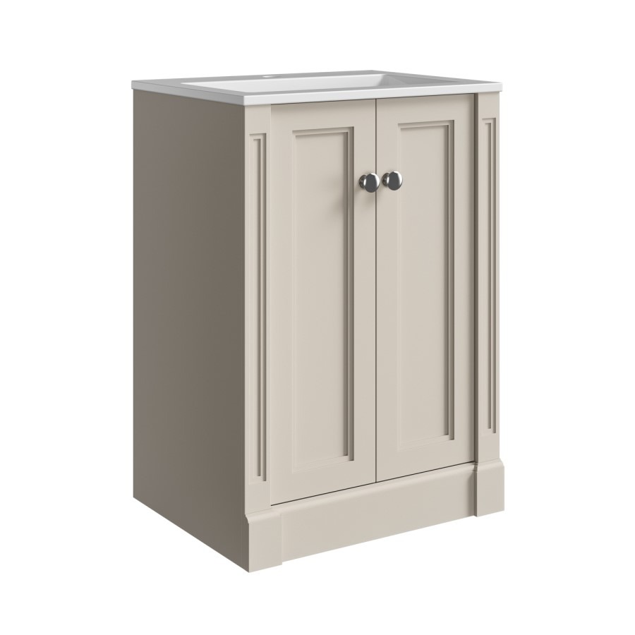 600mm Beige Freestanding Vanity Unit with Basin - Windsor - Image 3