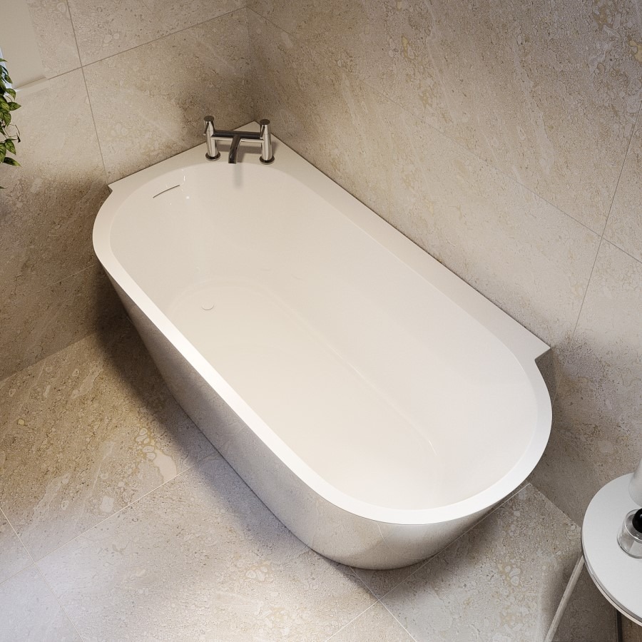 Freestanding Single Ended Left Hand Corner Bath 1600 x 780mm - Cove - Image 3
