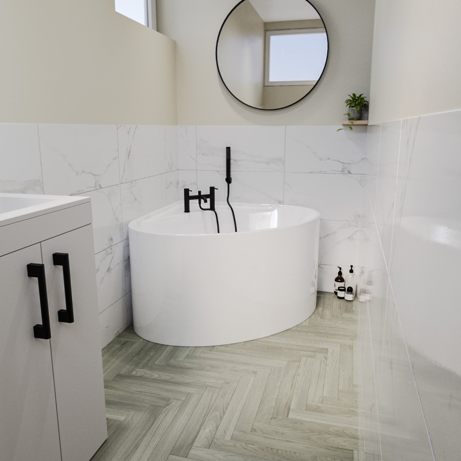 Freestanding Double Ended Small Round Corner Bath 1000 x 1000mm - Malta - Image 3
