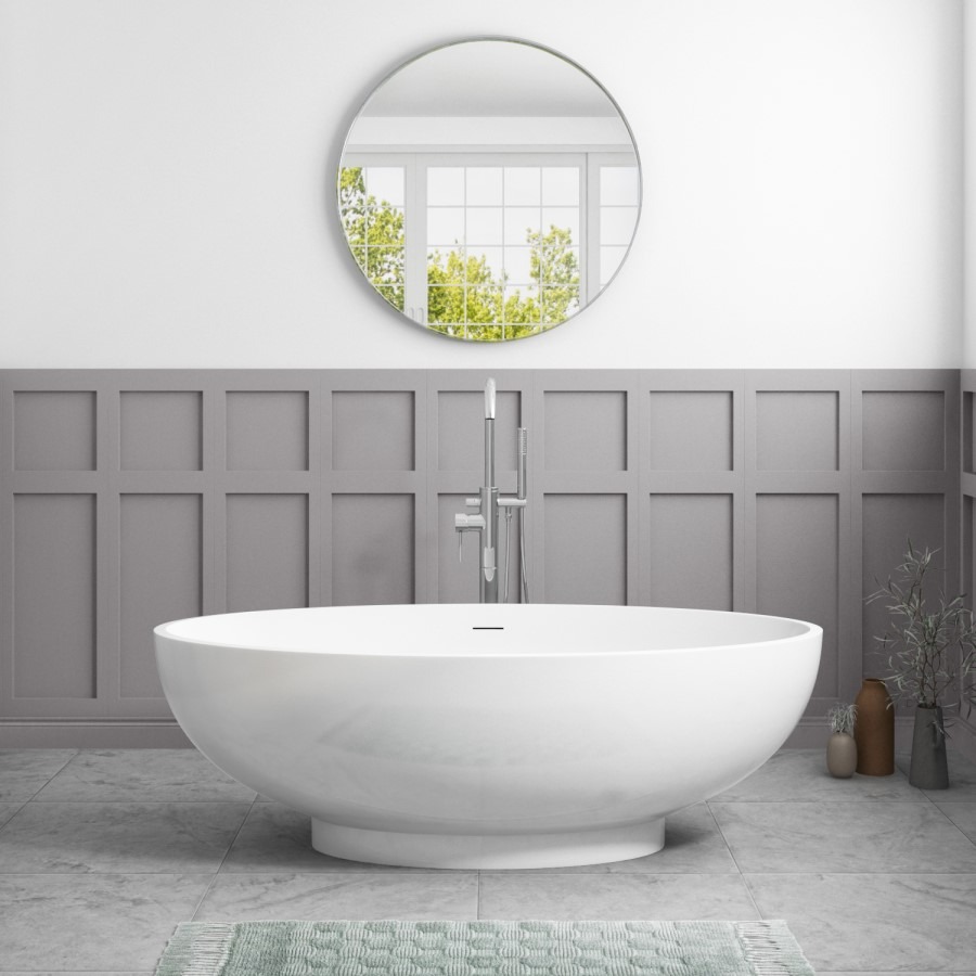 Freestanding Double Ended Bath 1695 x 795mm - Oval - Image 3