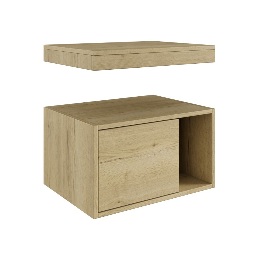 600mm Wood Effect Wall Hung Countertop Vanity Shelves - Porto - Image 3