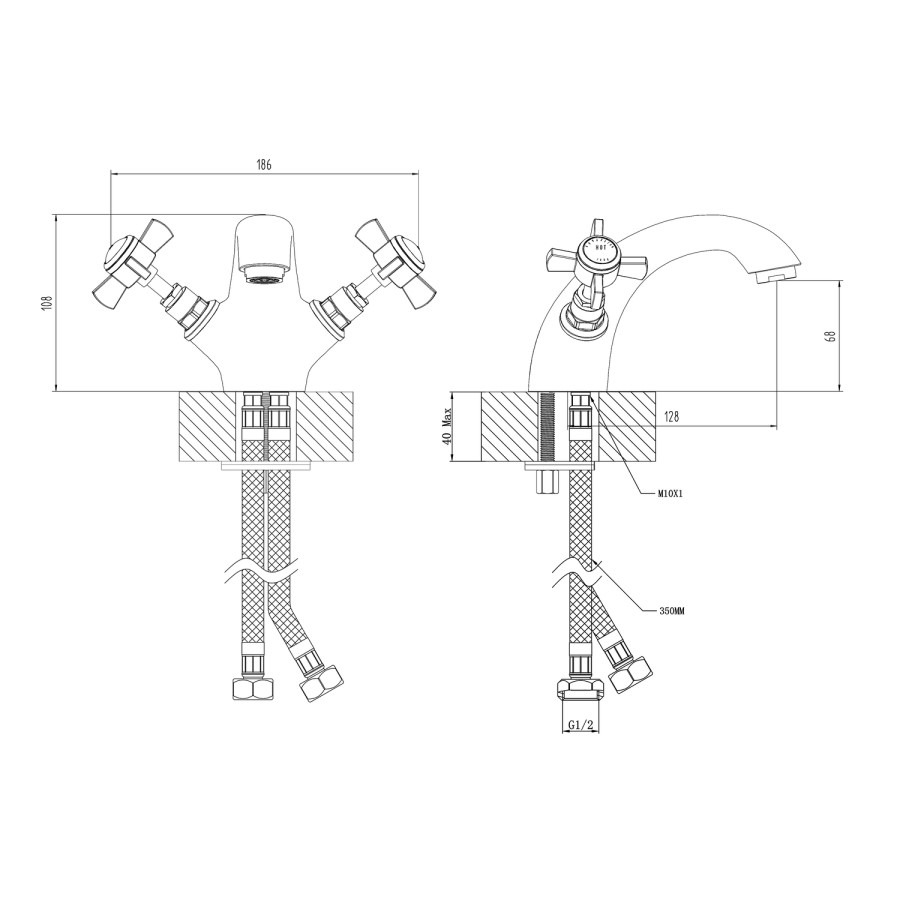 Chrome Traditional Mono Basin Mixer Tap With Waste - Ripley - Image 3