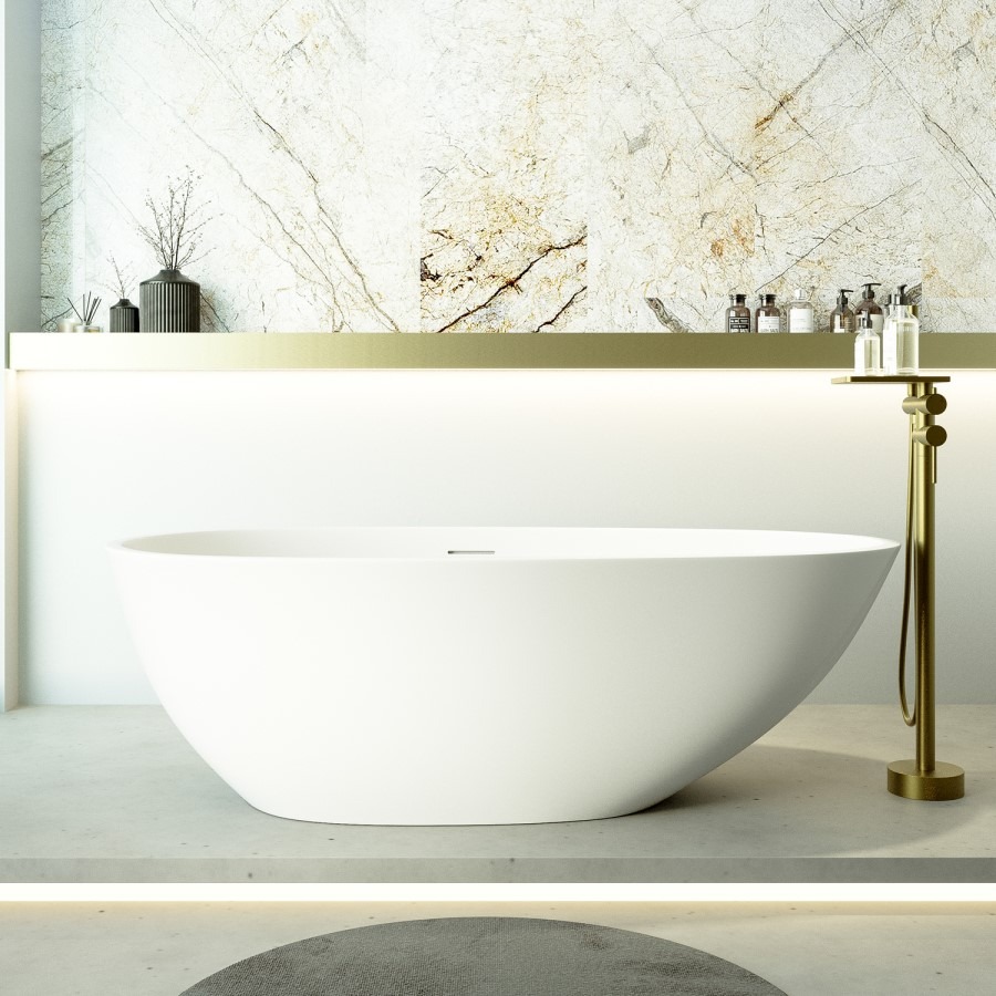 Freestanding Double Ended Stone Resin Solid Surface Bath 1700 x 860mm - Solace - Image 3