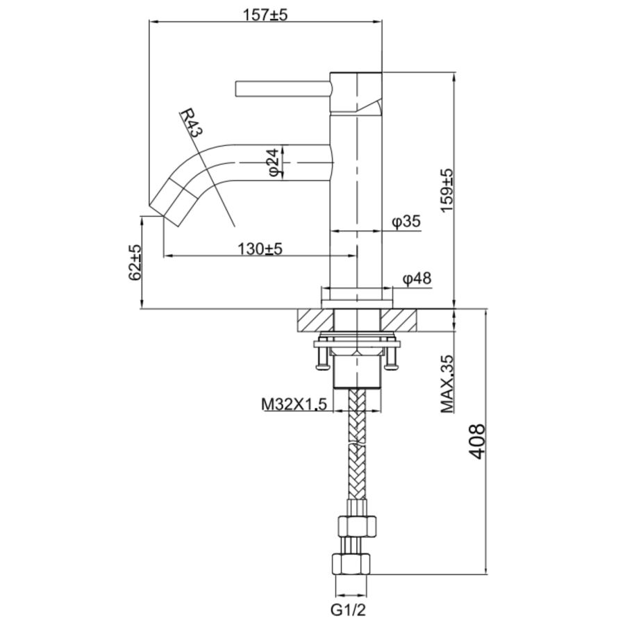 Black Cloakroom Mono Basin Mixer Tap - Arissa - Image 4