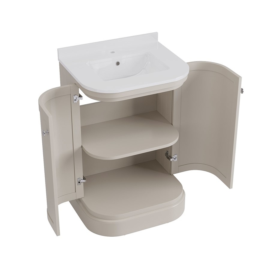 600mm Beige Curved Freestanding Vanity Unit with Basin - Bowland - Image 4