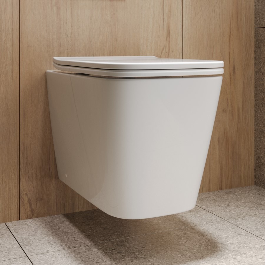 Albi Wall Hung Toilet 1160mm Pneumatic Frame & Cistern & Black Flush Plate - Image 4