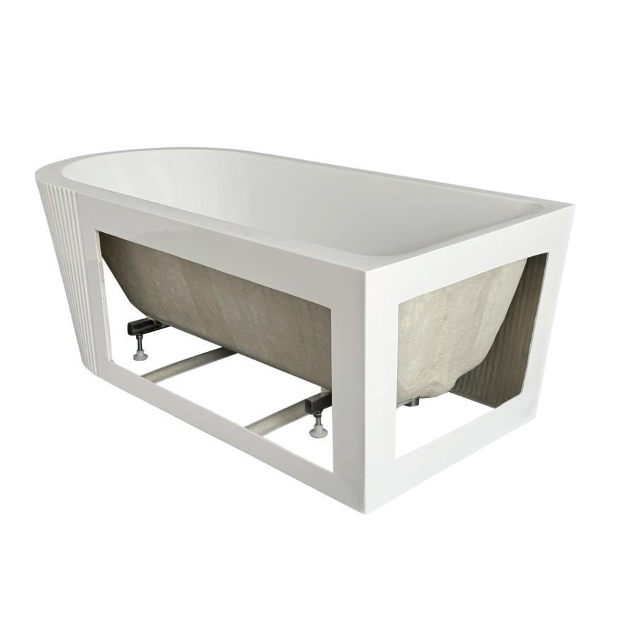 Freestanding Single Ended Left Hand Fluted Corner Bath 1650 x 800mm - Amaro - Image 4