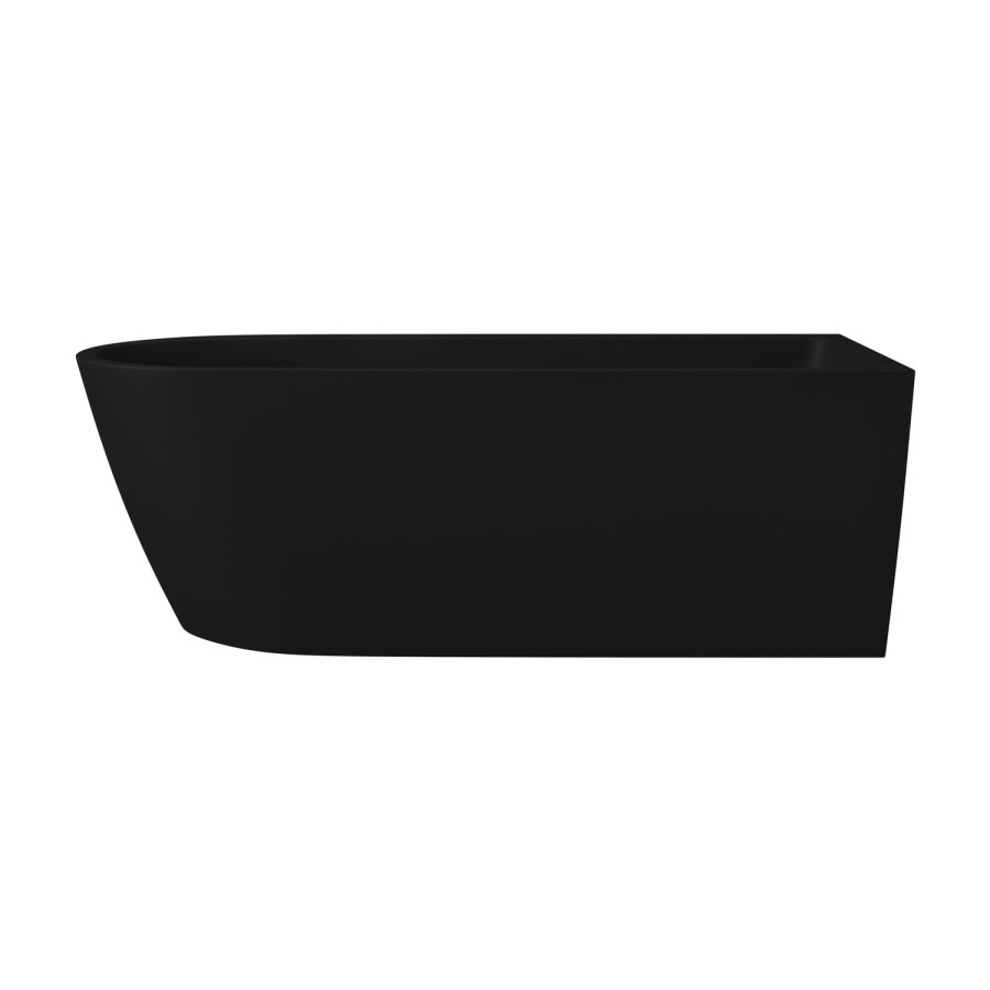 Matt Black Freestanding Shower Bath Single Ended Right Hand Corner with Chrome Bath Screen 1650 x 800mm - Amaro - Image 4