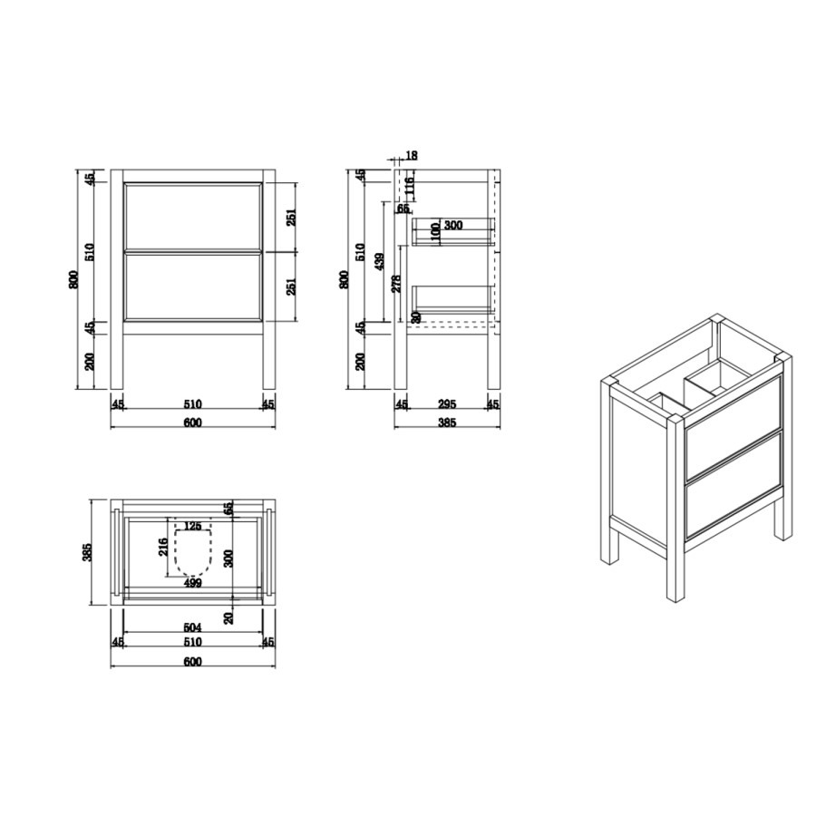 600mm White Freestanding Vanity Unit with Basin - Avebury - Image 4