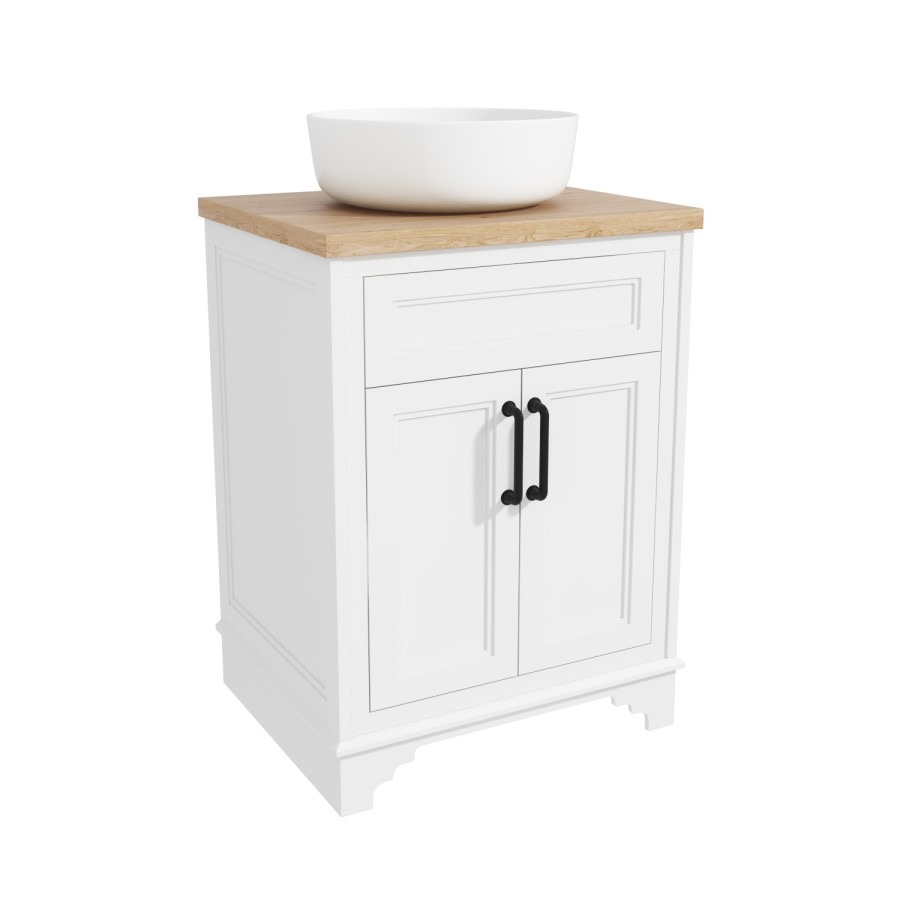 600mm White Freestanding Countertop Vanity Unit with Basin - Camden - Image 4