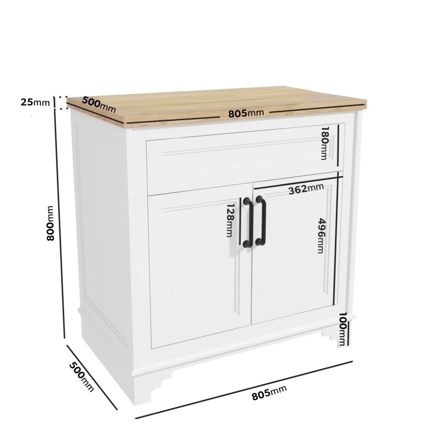 800mm White Freestanding Countertop Vanity Unit - Camden - Image 4
