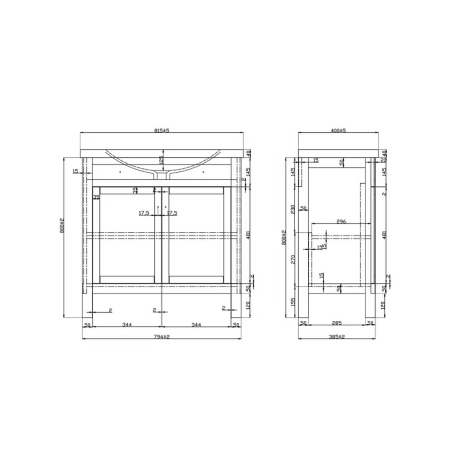 800mm Grey Freestanding Vanity Unit with Basin - Avebury - Image 4
