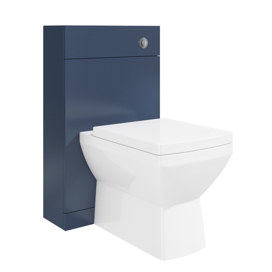 1100mm Blue Square Toilet and Sink Unit with Chrome Fittings - Ashford - Image 4