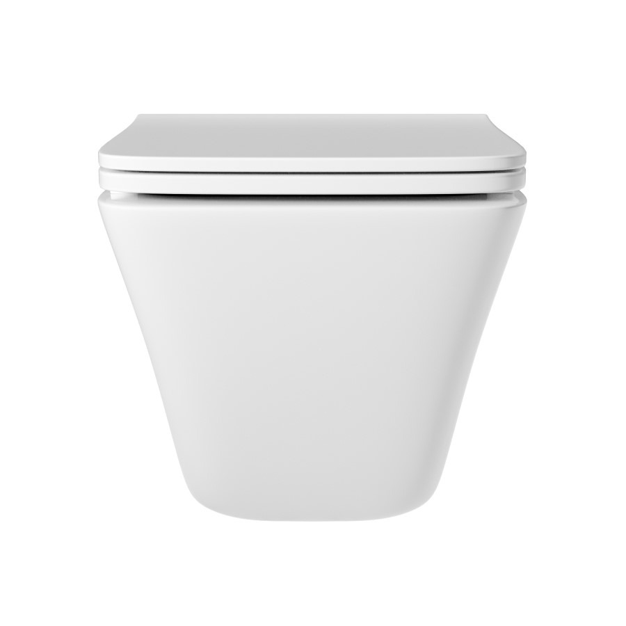 Wall Hung Toilet with Soft Close Seat White Glass Sensor Pneumatic Flush Plate 1160mm Frame & Cistern - Boston - Image 4