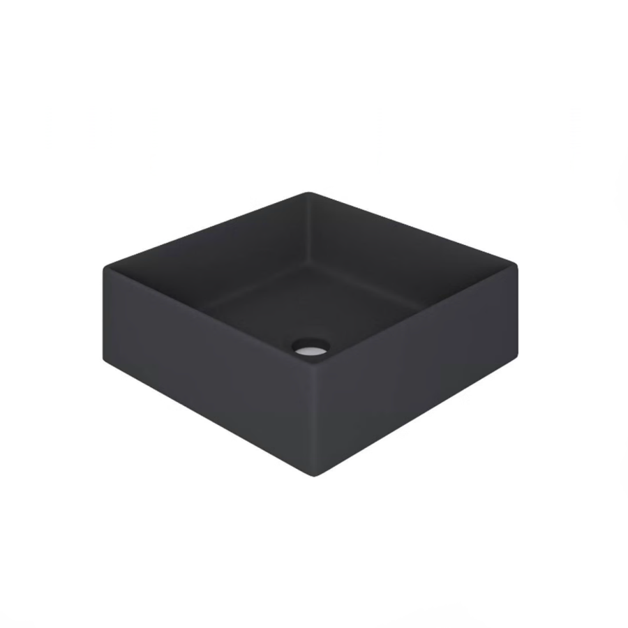 1200mm Black Wall Hung Countertop Double Vanity Unit with Black Square Basins and Shelf - Lugo - Image 4