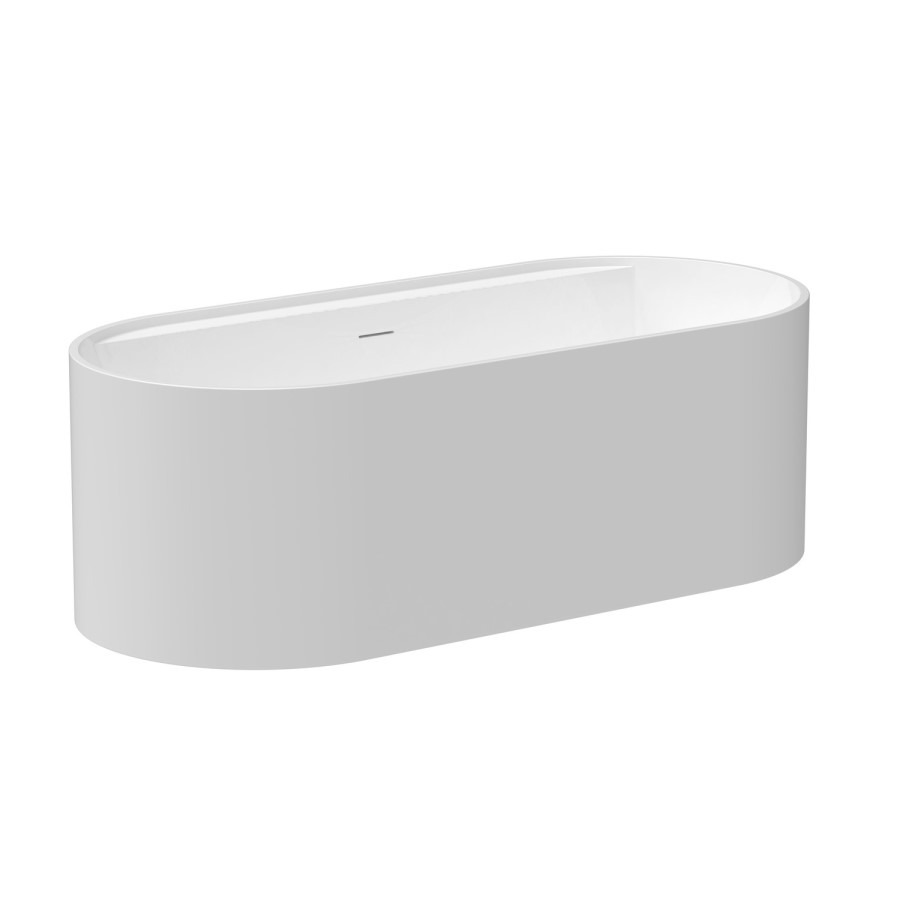 Matt White Freestanding Double Ended Bath with Ledge and Black Feet 1700 x 765mm - Clara - Image 4