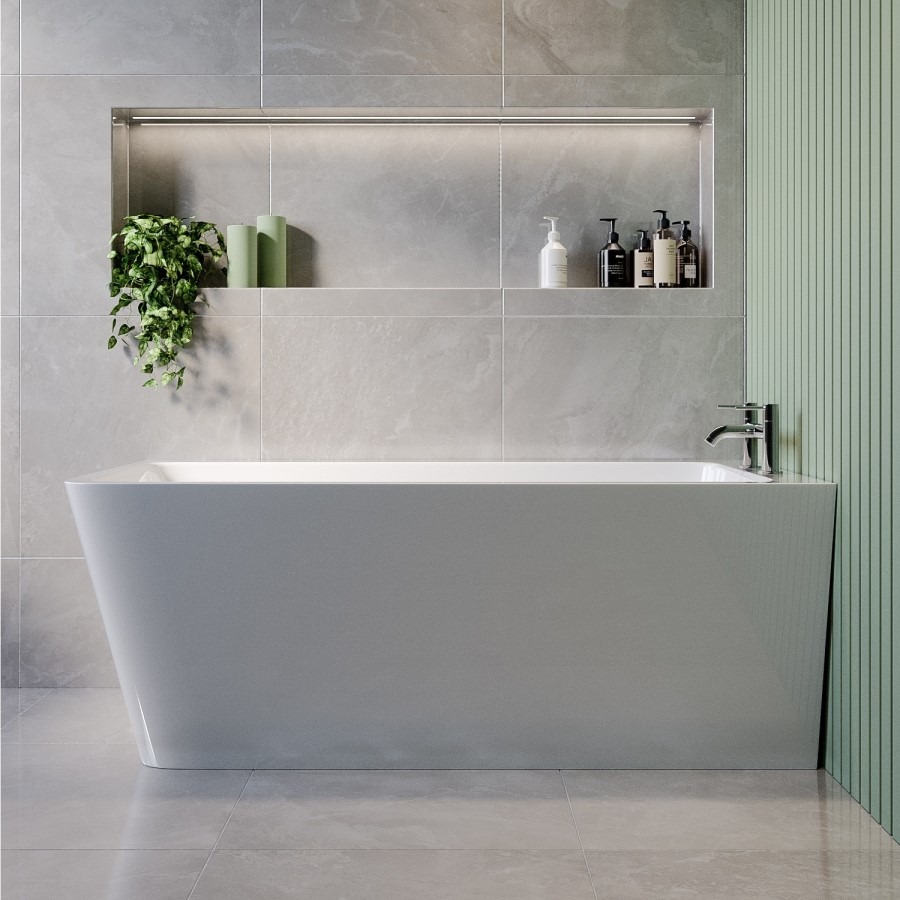 Freestanding Single Ended Right Hand Corner Shower Bath with Black Bath Screen 1500 x 740mm - Kona - Image 4