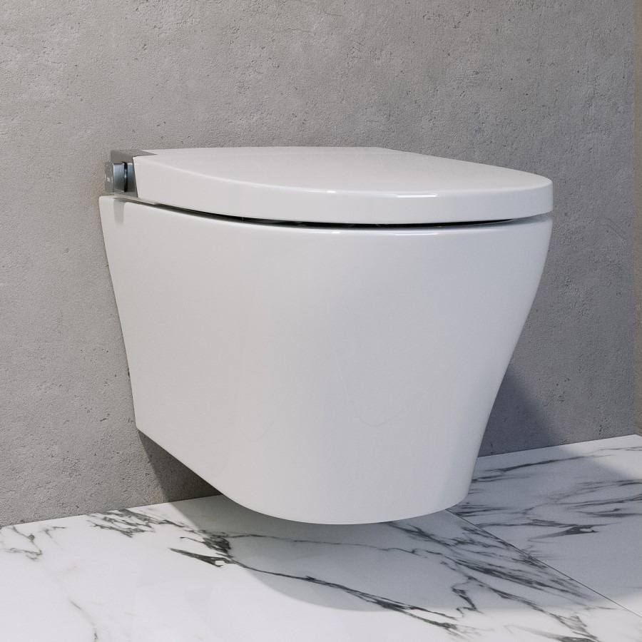 Wall Hung Smart Bidet Japanese Toilet with Heated Seat & 820mm Frame Cistern and Black Sensor Flush Plate - Purificare - Image 4