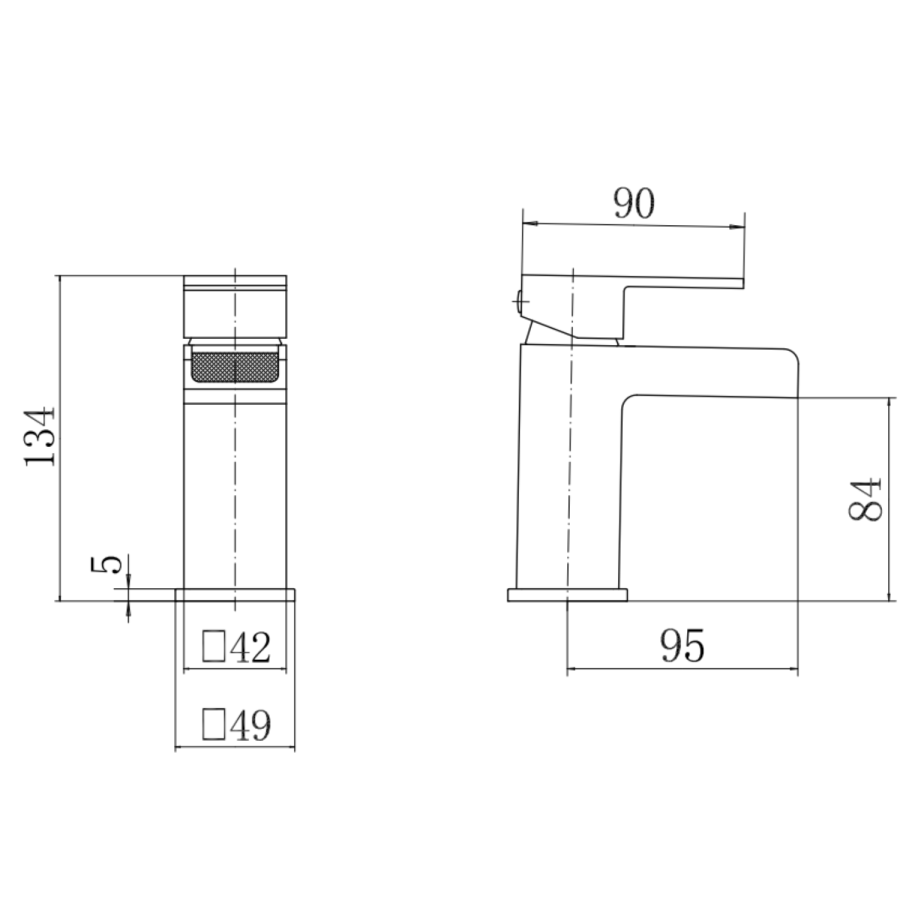 Black Waterfall Mono Basin Mixer Tap - Quadra - Image 4