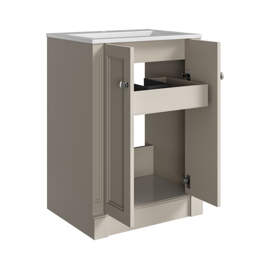 600mm Beige Freestanding Vanity Unit with Basin - Windsor - Image 4